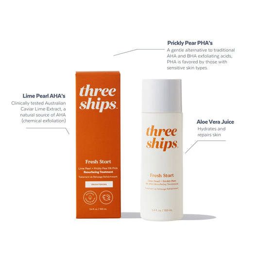 Three Ships Fresh Start Lime Pearl + Prickly Pear 5% PHA Resurfacing Treatment